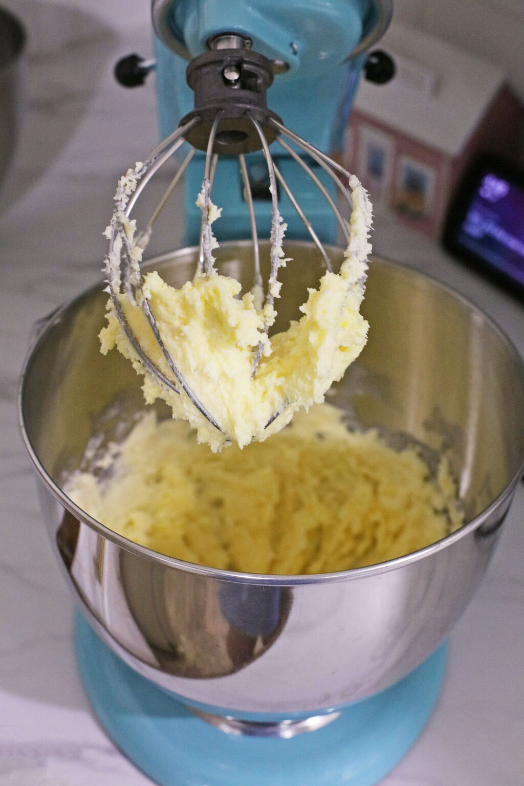 homemade cookie dough in stand mixer