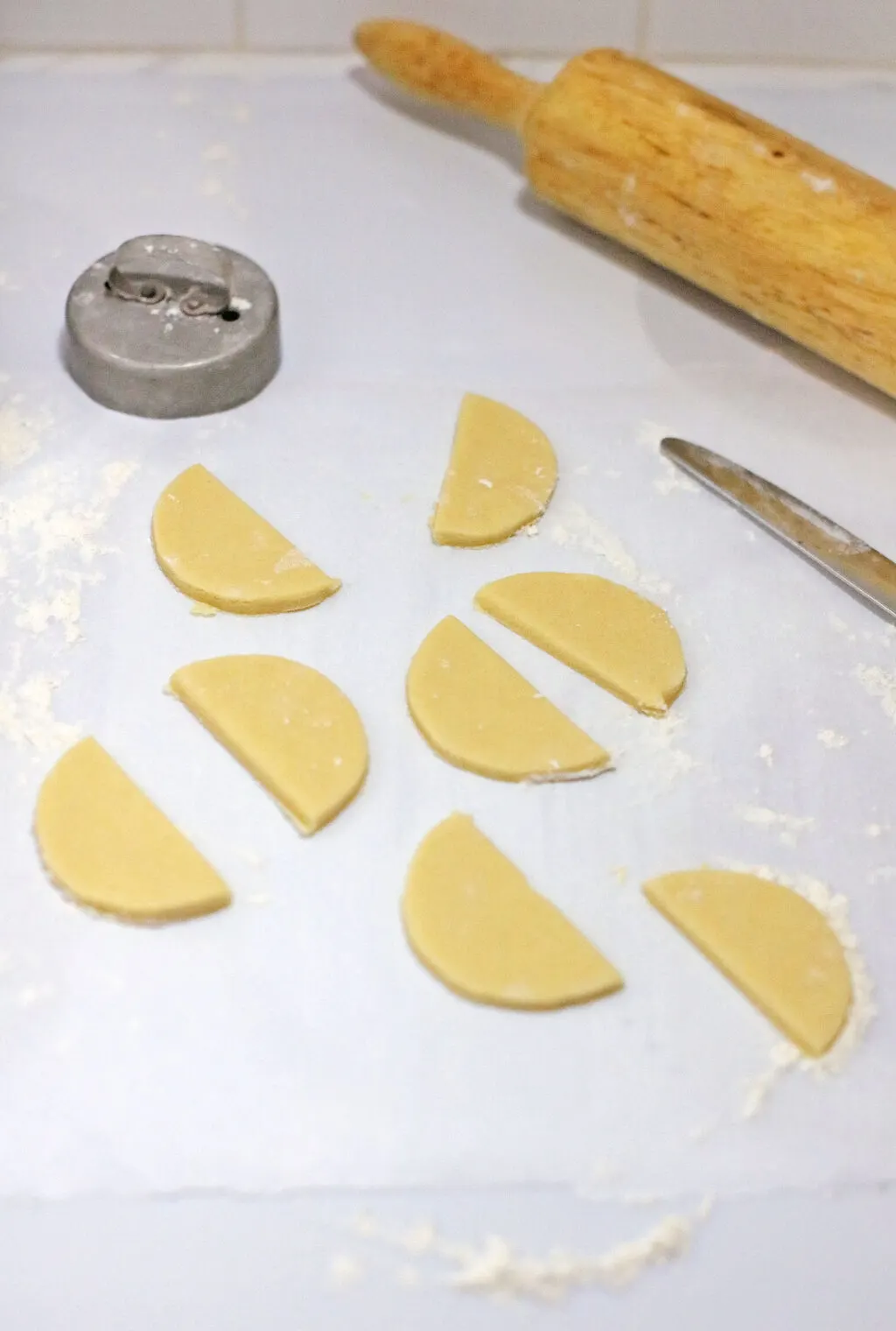 circle cookie dough cut into watermelon slices