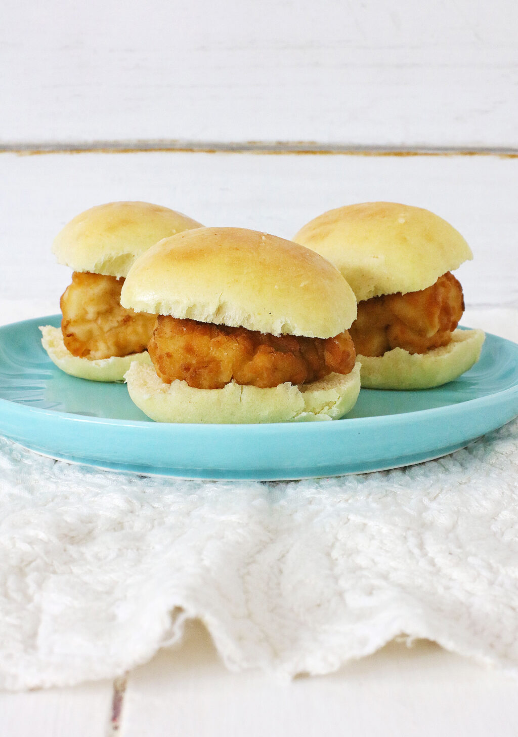 Copycat Chick-Fil-A Chicken Minis on a blue plate