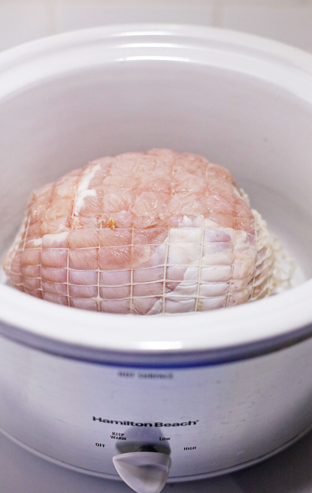 raw turkey breast in crockpot