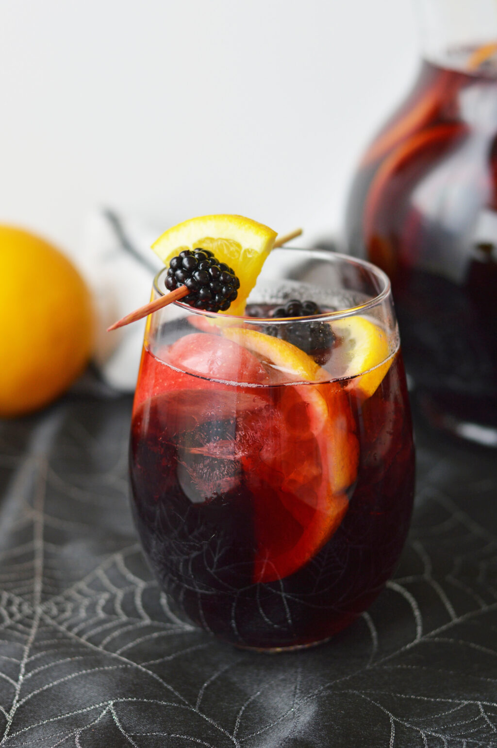 halloween sangria in a clear glass