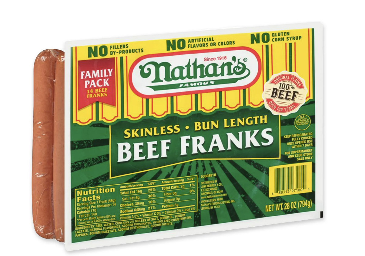 Nathan's Famous Bun Length Skinless Beef Franks