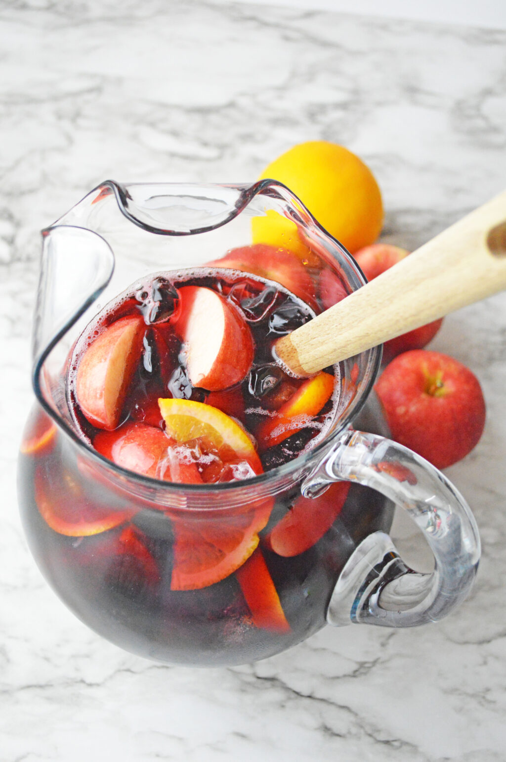 halloween sangria in large glass pitcher