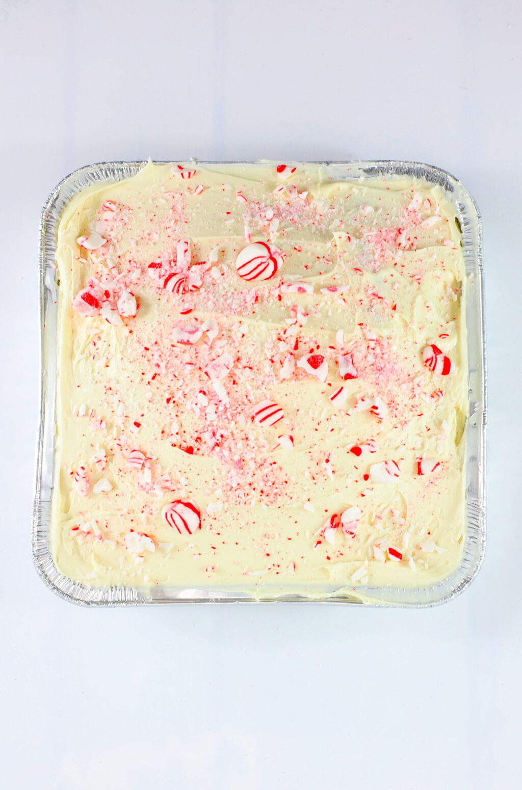 frosted peppermint snack cake in pan