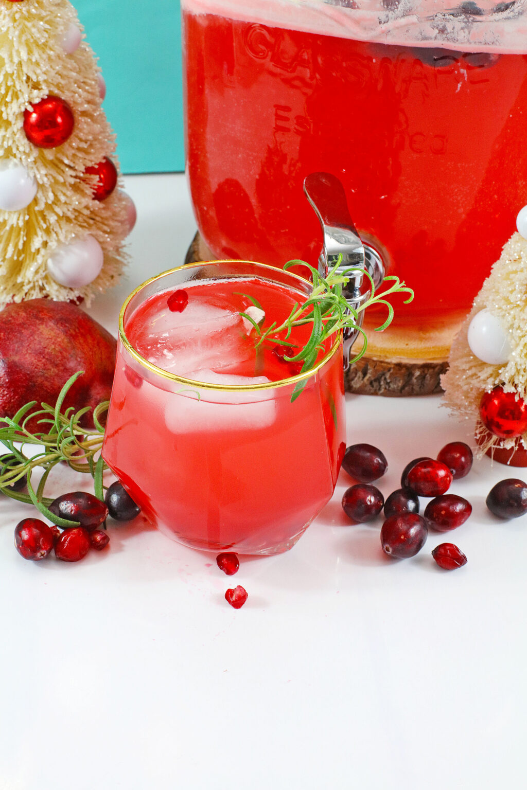 christmas punch in a glass on a table