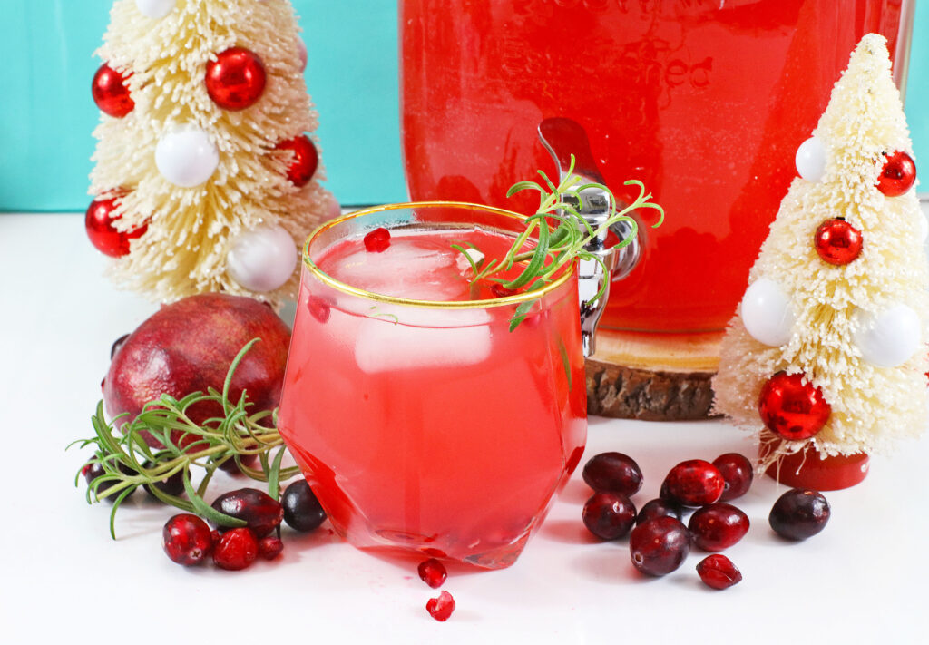 christmas punch in a glass on a table