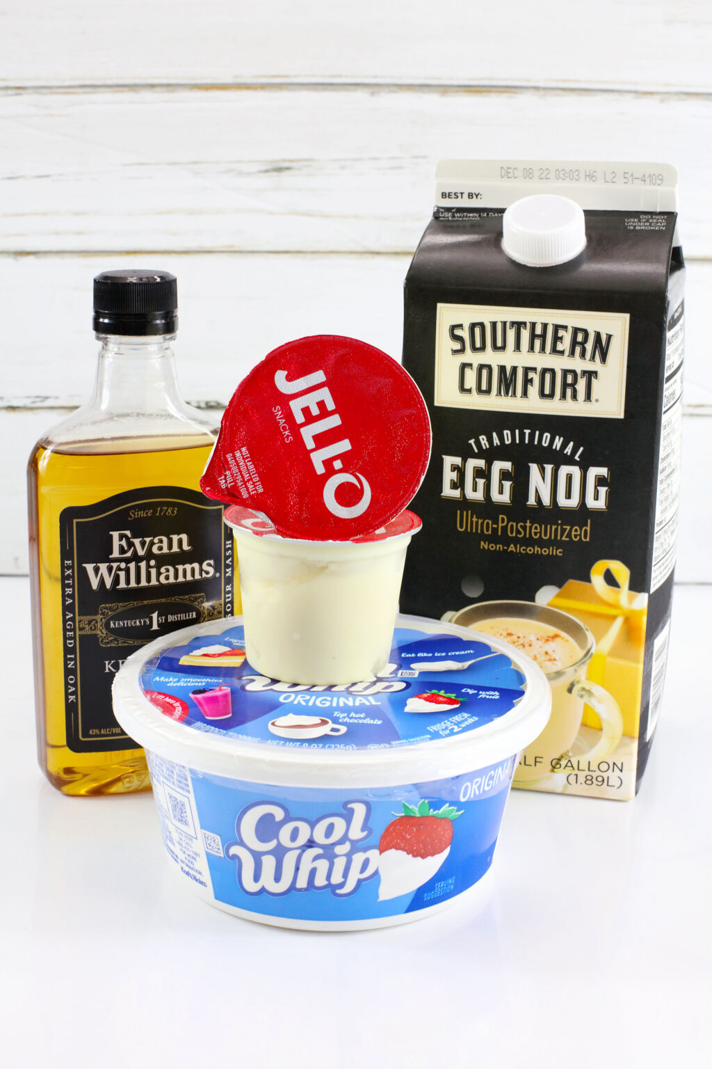 eggnog pudding shots ingredients on table