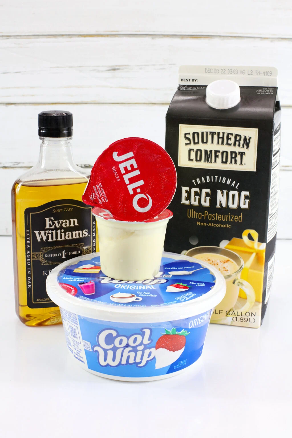 eggnog pudding shots ingredients on table