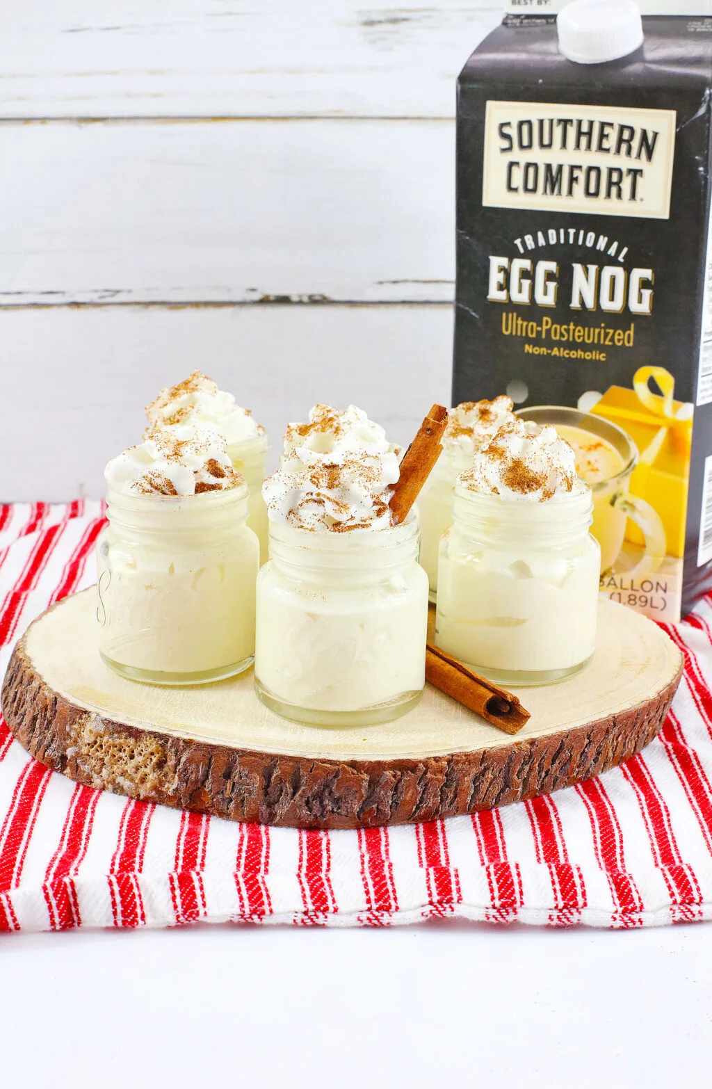 eggnog pudding shots on table