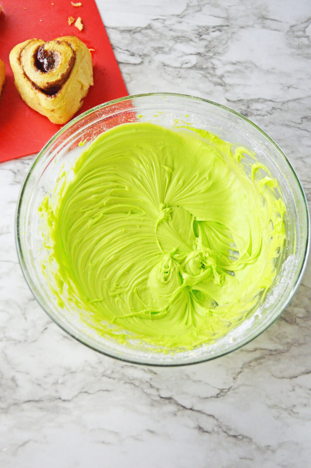 green frosting in a bowl
