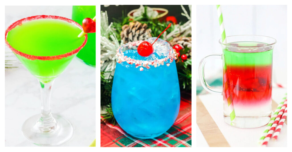 collage of christmas cocktails