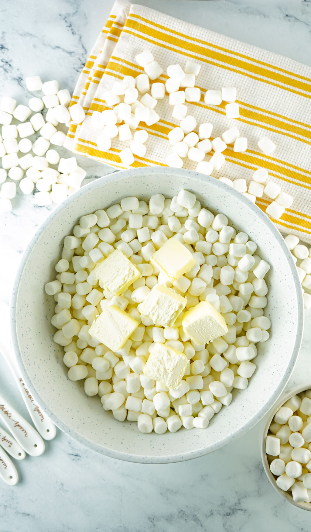 mini marshmallows and butter in bowl