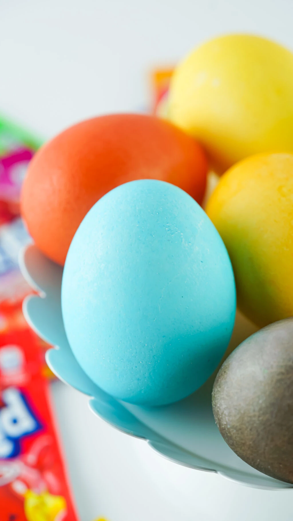 up close of kool-aid dyed easter eggs