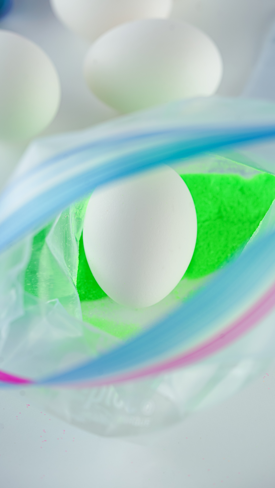 easter egg in green glitter bag