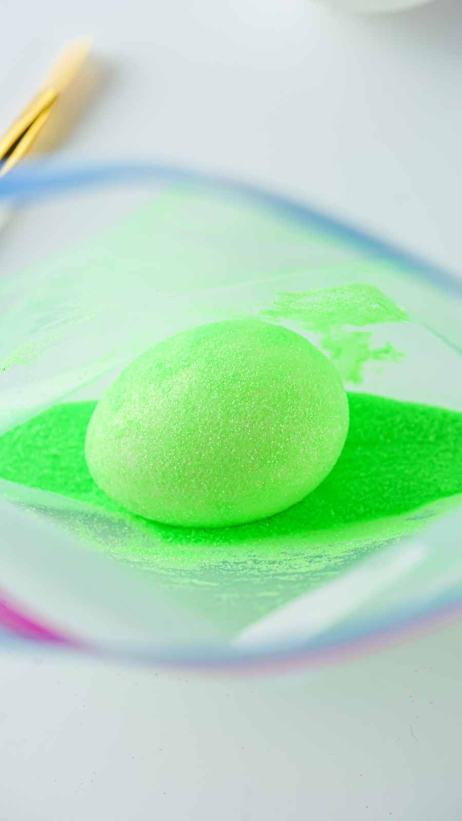 easter egg covered in green glitter