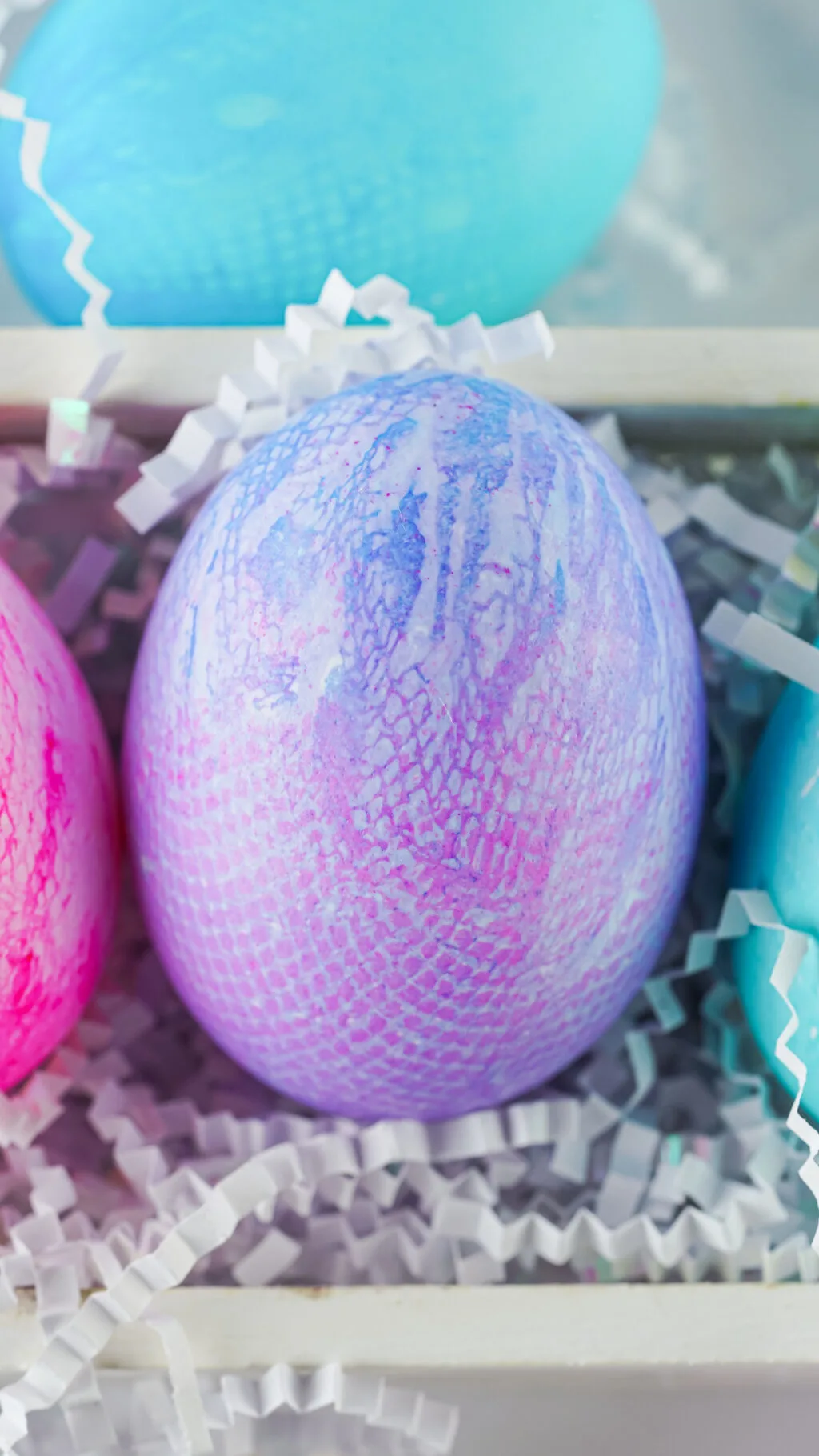 fabric dyed easter egg in basket