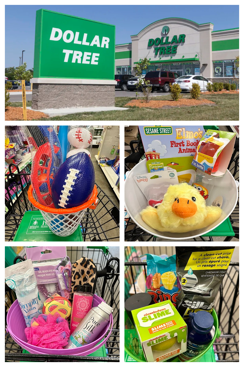 collage of dollar tree easter basket ideas