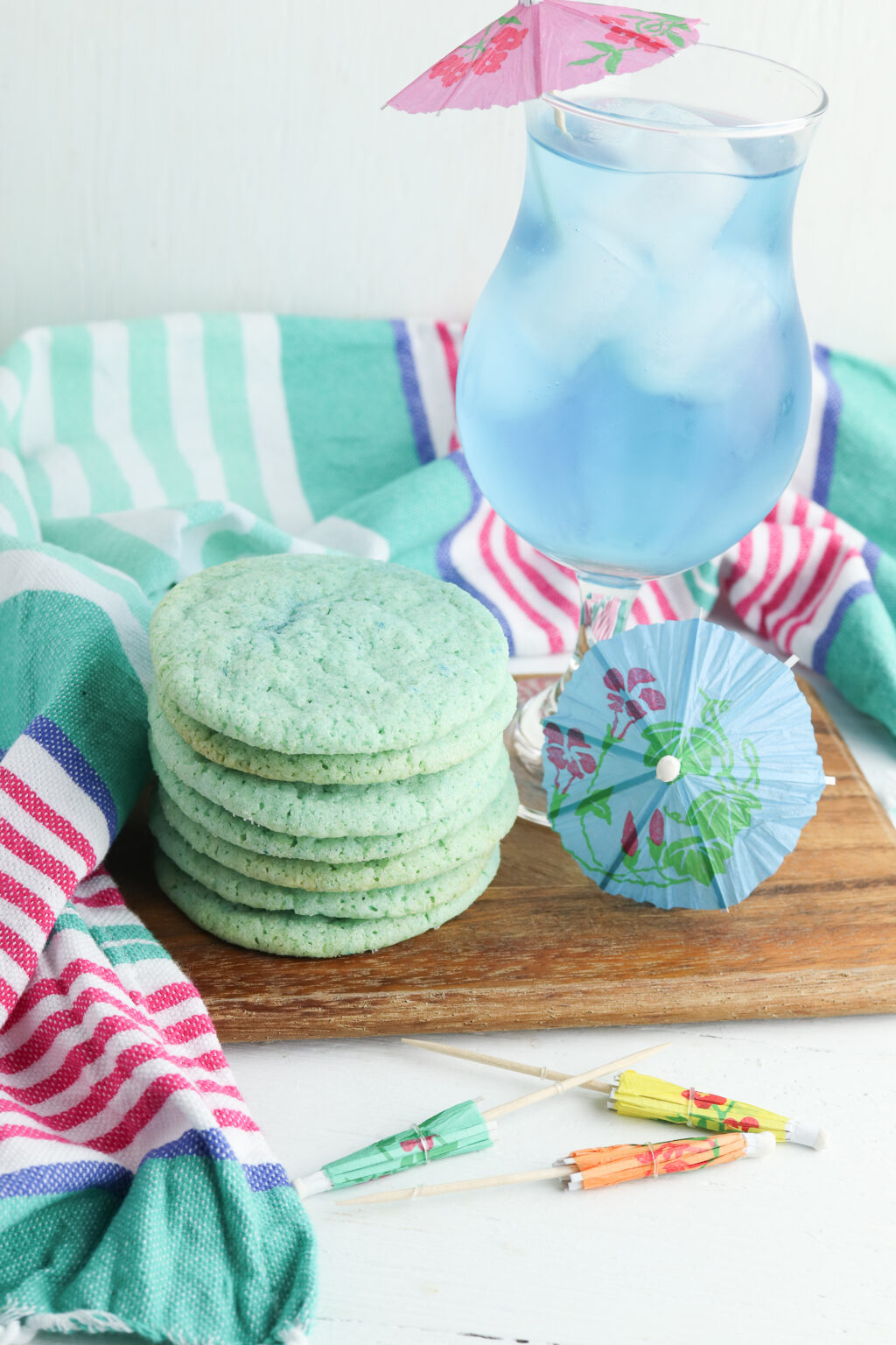 ocean water jello cookies stacked on table