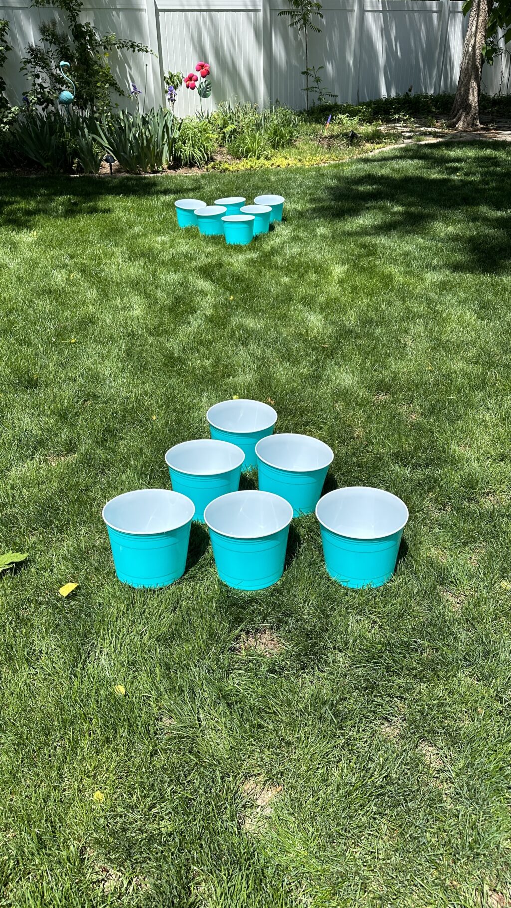 giant yard pong set up in the lawn