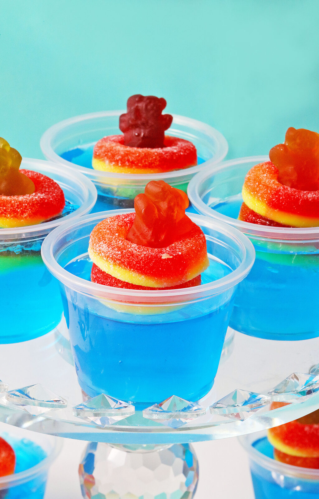 pool party jello shots on serving tray