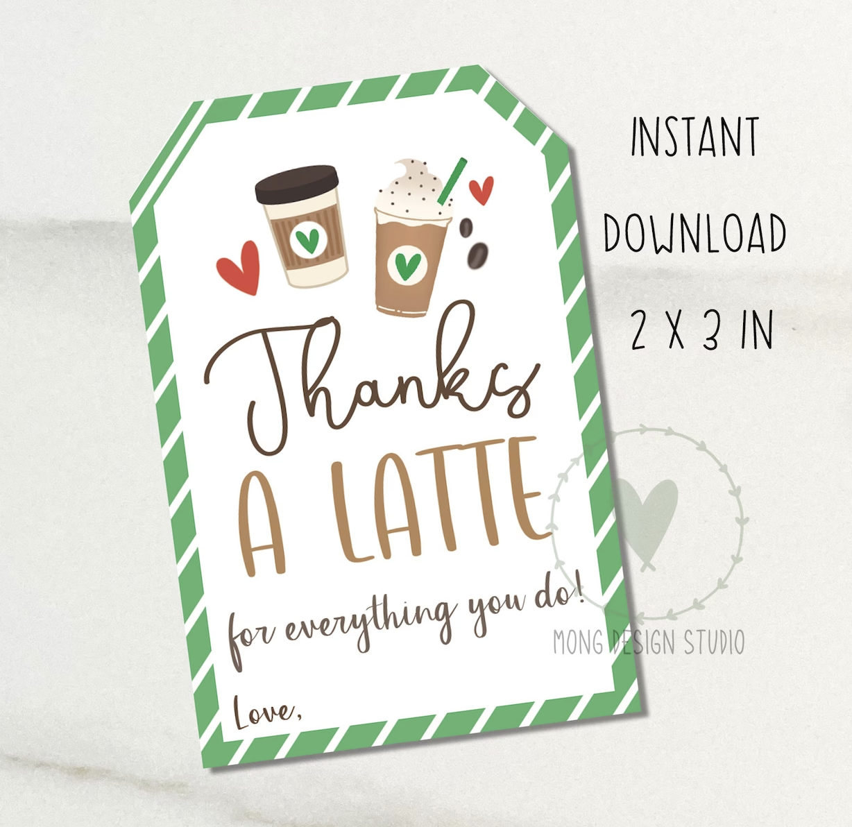 'Thanks A Latte' Gift Tag