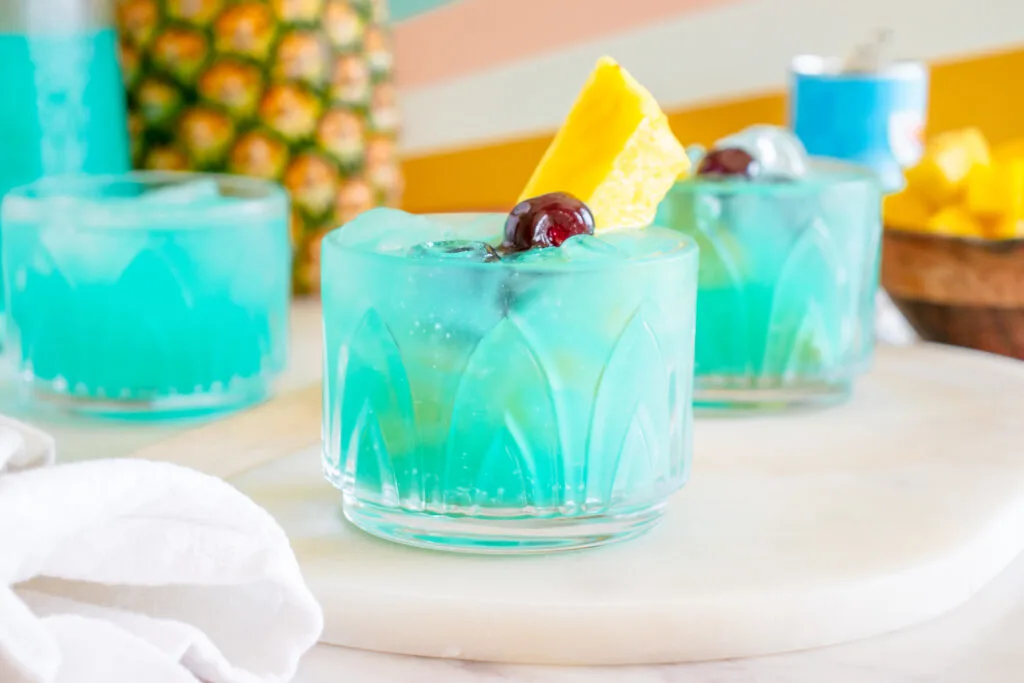 gorgeous blue hawaiian cocktail in pretty glass