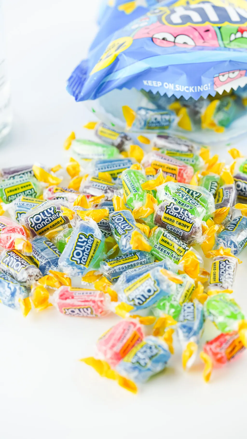 jolly ranchers dumped on table