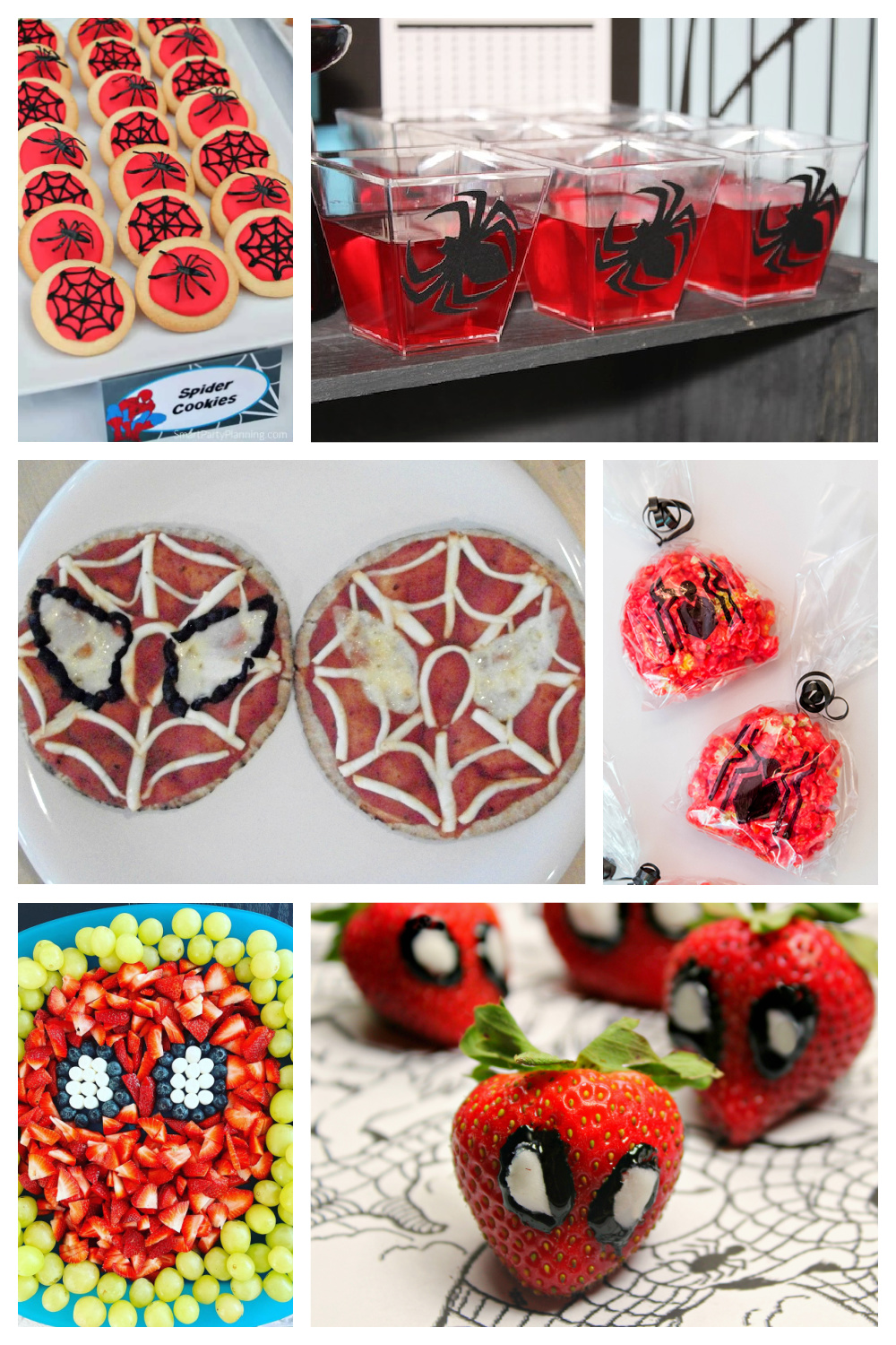 collage of the best spiderman snack ideas