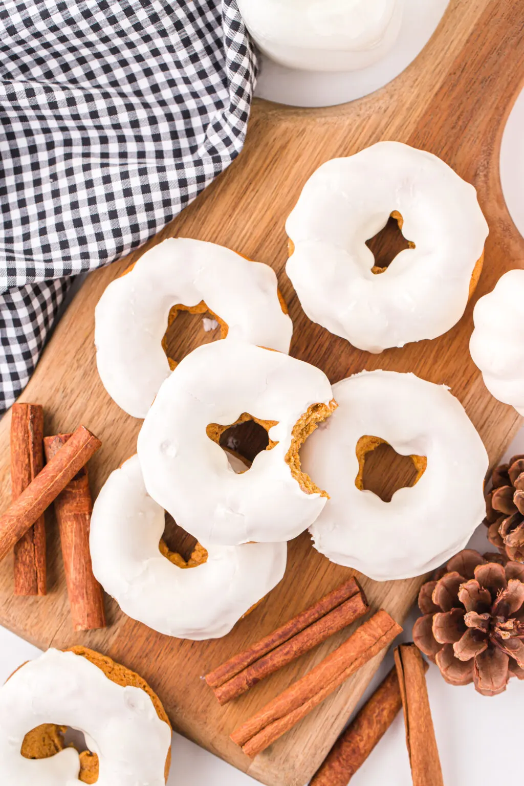 3-ingredient pumpkin donuts on a cutting board