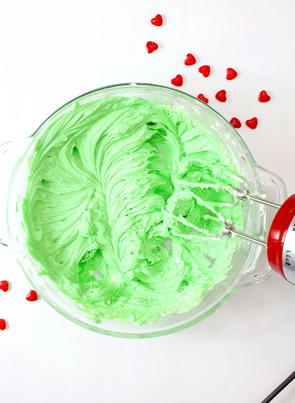 green food coloring added to cream cheese layer
