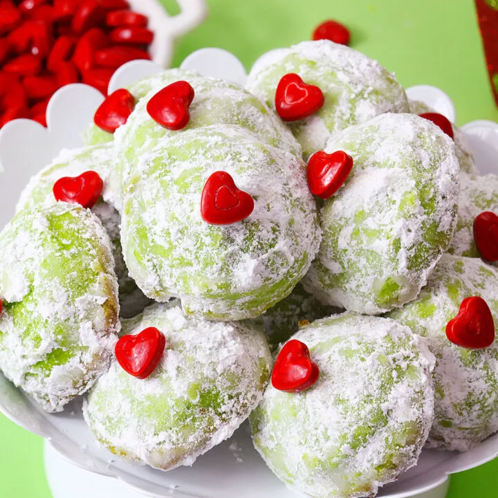 Grinch Snowball Cookies