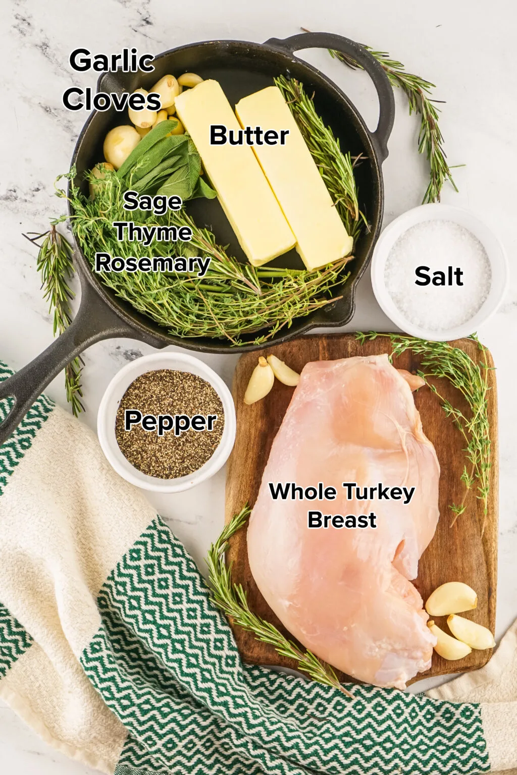 ingredients for smoked turkey breast on table
