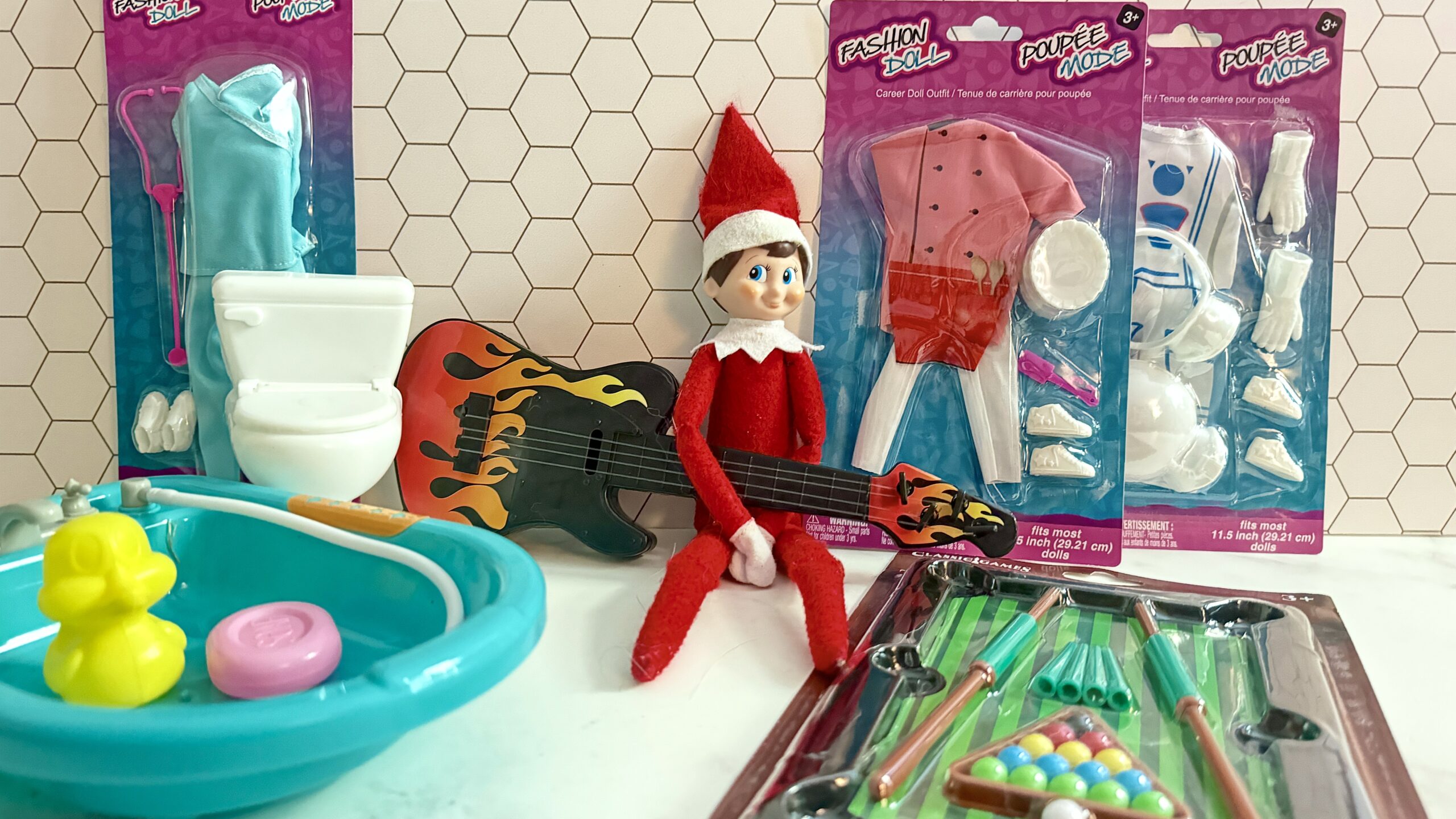 elf on the shelf with dollar tree props