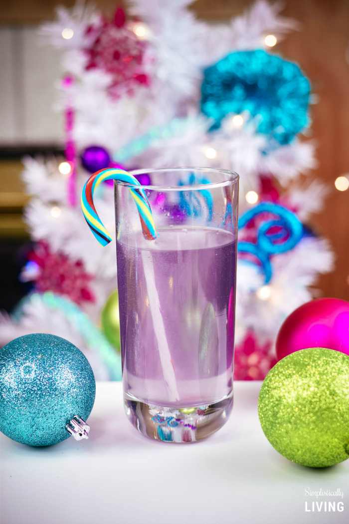 glass of purple candy cane punch