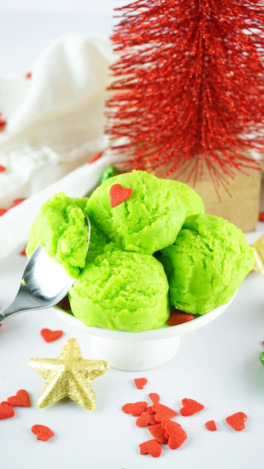 bowl of grinch cookie dough