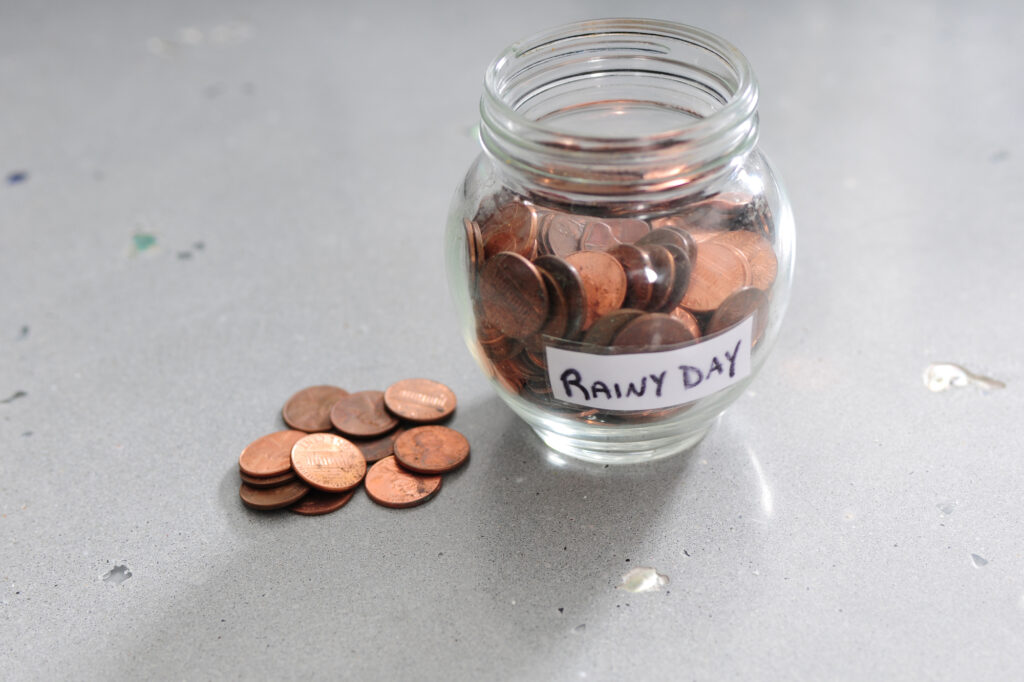 glass jar of pennies