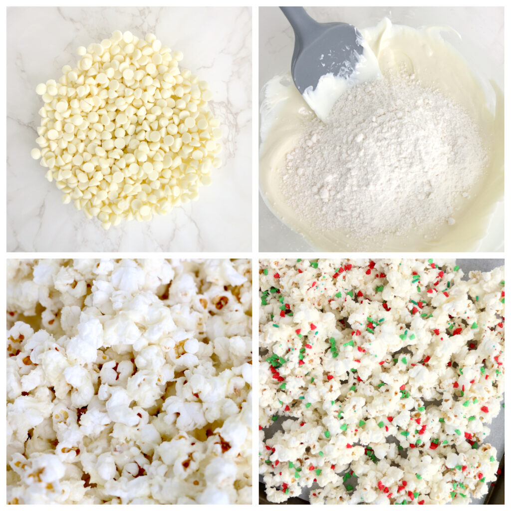 step-by-step on how to make christmas popcorn