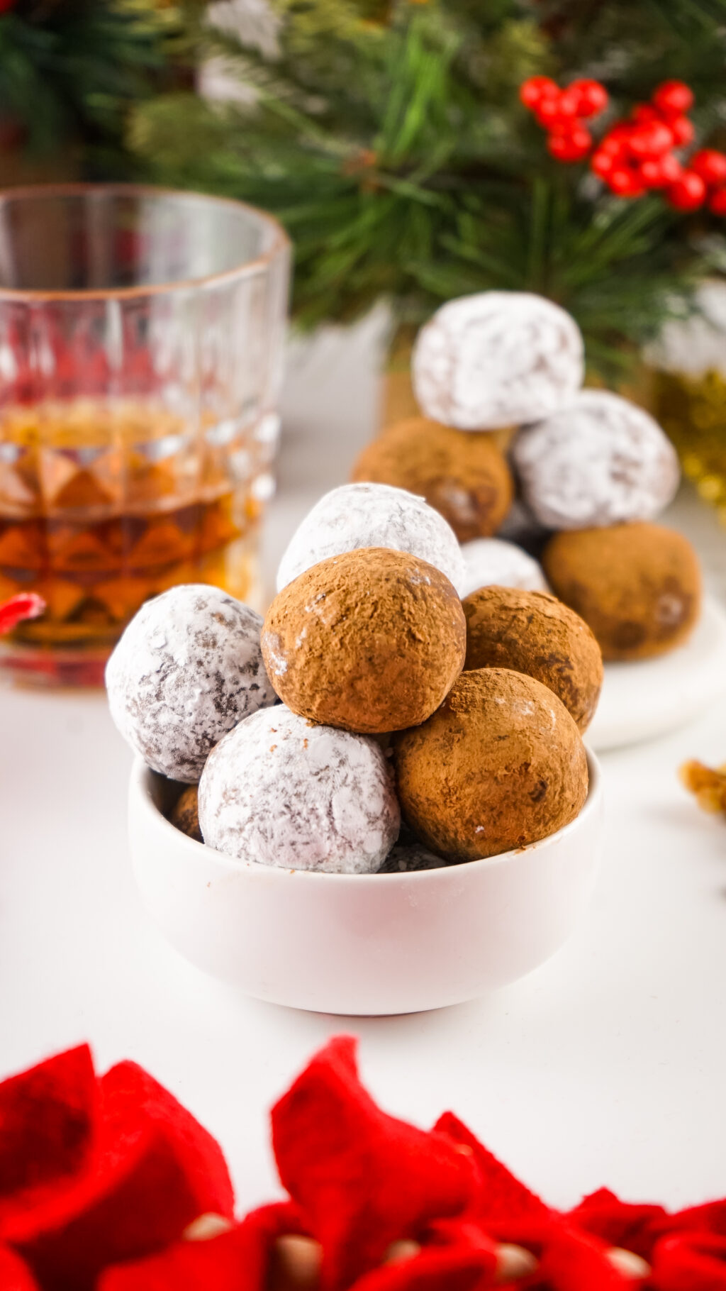 stack of old fashioned rum balls in bowl