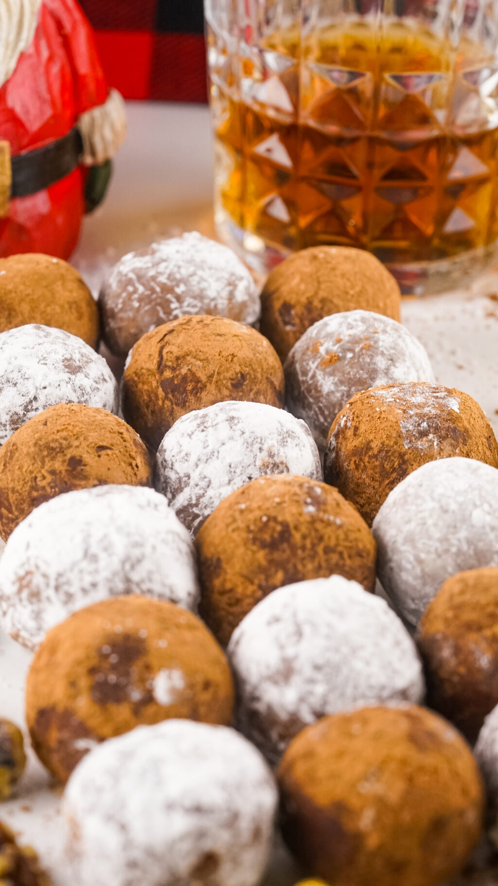 rows of rum balls on table