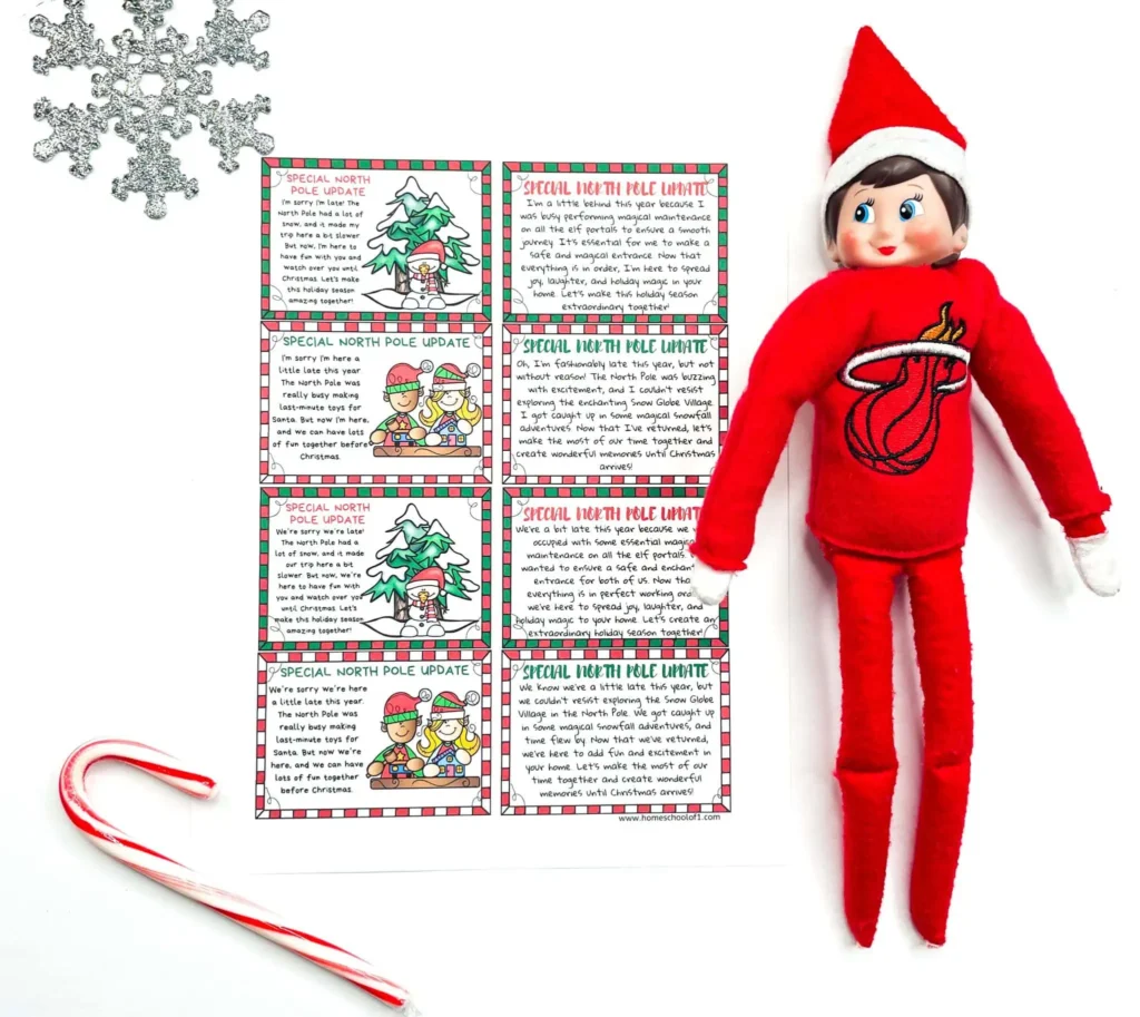 elf printable late arrival letters