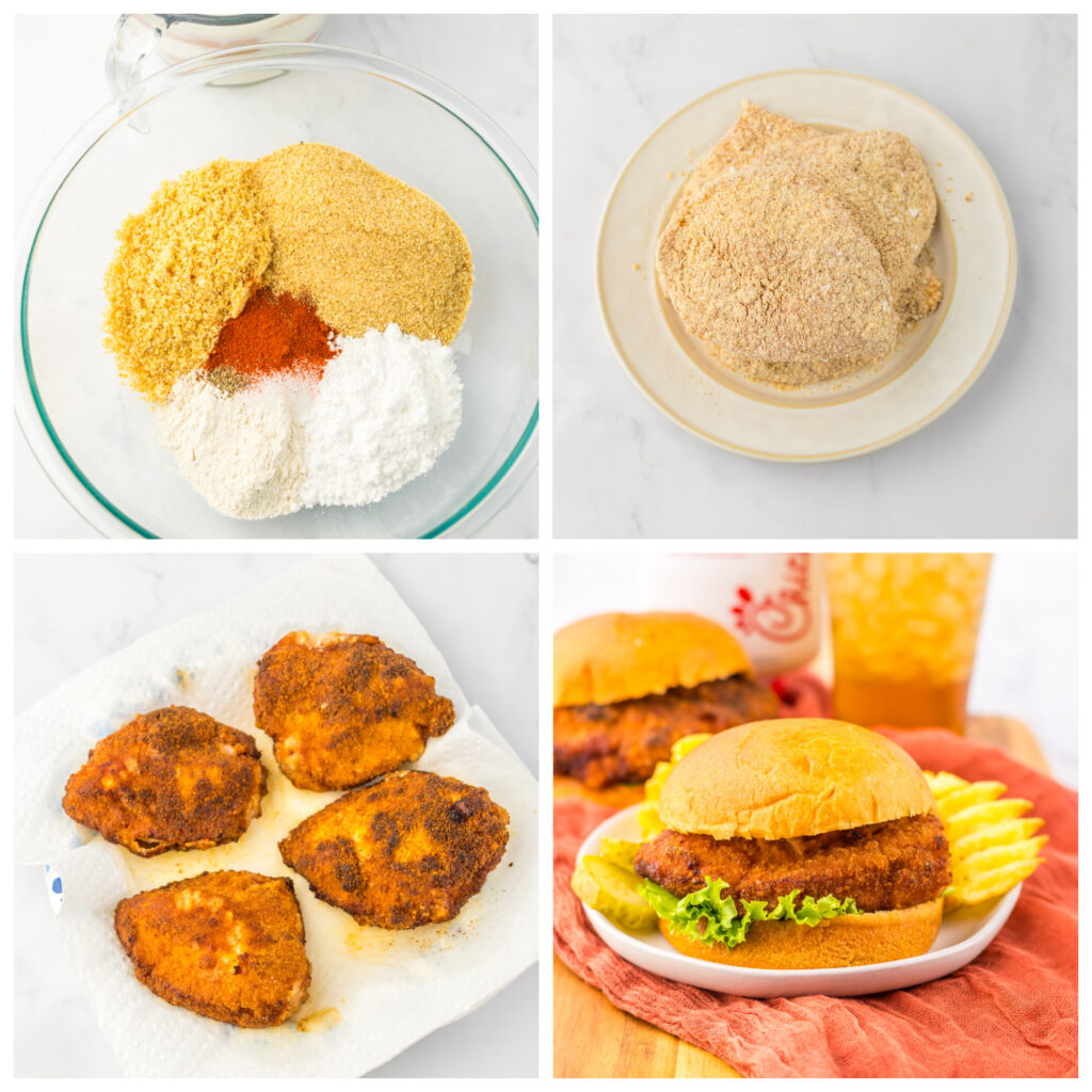 collage of how to make Chick-fil-A Crispy Chicken Sandwich Recipe