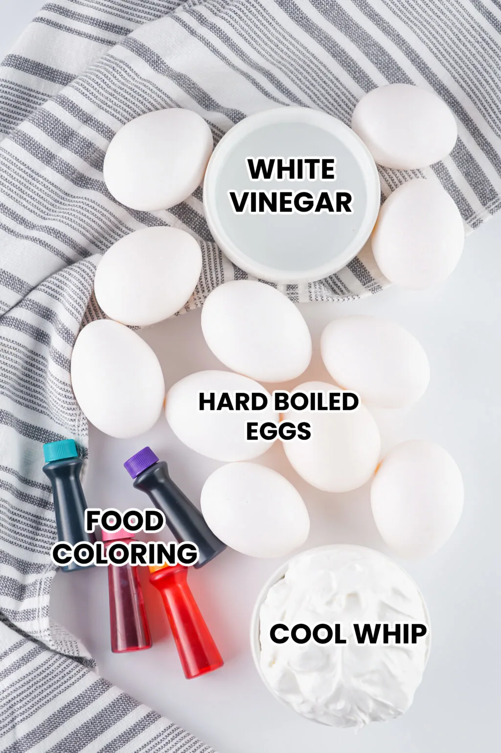 ingredients for cool whip easter eggs on table