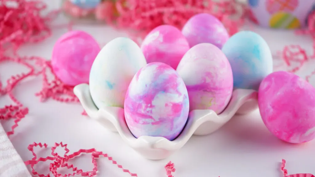 shaving cream easter eggs on egg carton