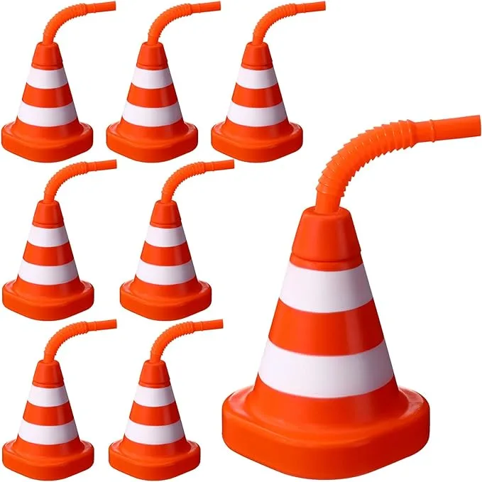 orange construction cone cups for cars themed party